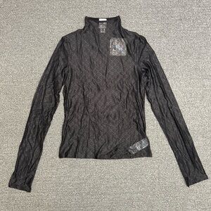 Calvin Klein Allover Emblem Logo Mesh Top in Black